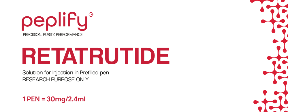 Retatrutide research peptide prefilled pen box by peplify, 30 mg / 2.4 mL